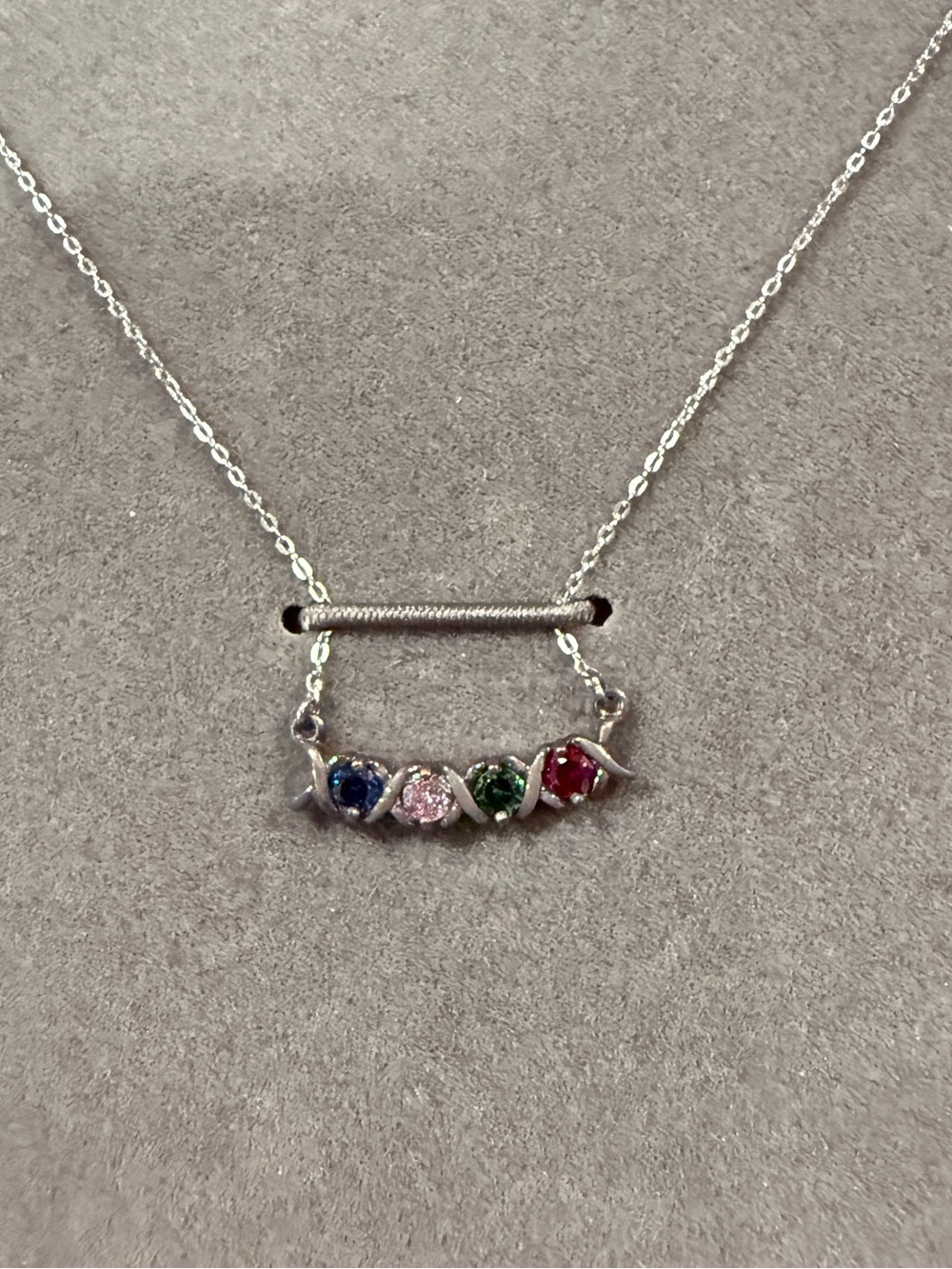 Red Envelope Sterling Silver Multistone Bar Necklace - Blue, Pink, Green, Red